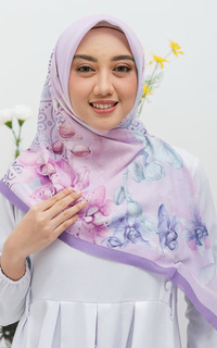 Printed Scarf Orchidz Signature Square Voile Scarf Hijab Premium Wanita Dusty Lilac