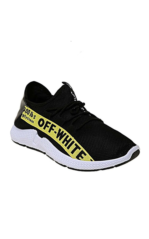 off white black and yellow shoes
