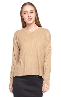 Blus Zelyn Blouse Long Sleeves Motif Solid Design Casual Atasan Wanita Regular Fit - Mocca Mocca-537437