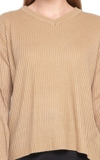 Blus Zelyn Blouse Long Sleeves Motif Solid Design Casual Atasan Wanita Regular Fit - Mocca Mocca-537440