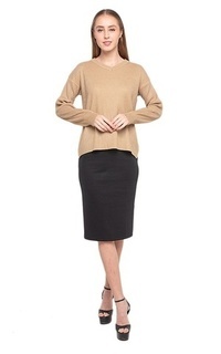 Blus Zelyn Blouse Long Sleeves Motif Solid Design Casual Atasan Wanita Regular Fit - Mocca Mocca-537441