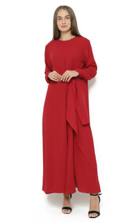 Long Dress Dress Wanita Danish Wardrobe Rayna Gamis - Merah