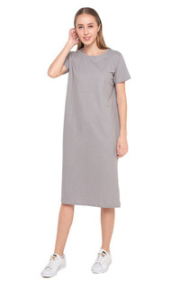 Gamis Dale Midi Dress Lengan Pendek Wanita Design Simple Motif Polos Relaxed Fit - Gray Gray-539419