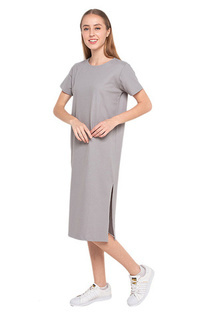 Gamis Dale Midi Dress Lengan Pendek Wanita Design Simple Motif Polos Relaxed Fit - Gray Gray-539420