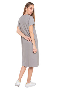Gamis Dale Midi Dress Lengan Pendek Wanita Design Simple Motif Polos Relaxed Fit - Gray Gray-539421