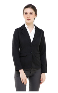 Blazer Qemsya Jas Blazer Wanita Korean Style Formal Longsleeve Suit Material Polyester ORIGINAL - Black Hitam-540065