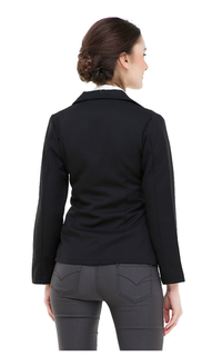 Blazer Qemsya Jas Blazer Wanita Korean Style Formal Longsleeve Suit Material Polyester ORIGINAL - Black Hitam-540066