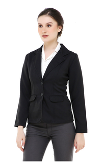 Blazer Qemsya Jas Blazer Wanita Korean Style Formal Longsleeve Suit Material Polyester ORIGINAL - Black Hitam-540067