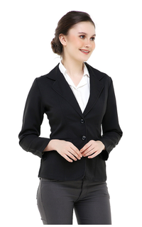 Blazer Qemsya Jas Blazer Wanita Korean Style Formal Longsleeve Suit Material Polyester ORIGINAL - Black Hitam-540068