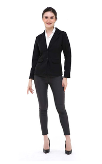 Blazer Qemsya Jas Blazer Wanita Korean Style Formal Longsleeve Suit Material Polyester ORIGINAL - Black Hitam-540069