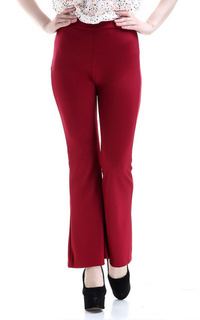 Pants Zahlee Celana Cutbray Wanita Long Pants Woman Highwaist Kasual Bawahan - Maroon Maroon-540198