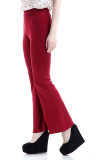 Pants Zahlee Celana Cutbray Wanita Long Pants Woman Highwaist Kasual Bawahan - Maroon Maroon-540202
