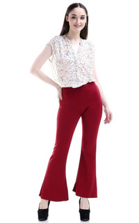 Pants Zahlee Celana Cutbray Wanita Long Pants Woman Highwaist Kasual Bawahan - Maroon Maroon-540203