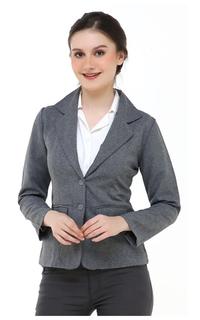 Blazer Qemsya Jas Blazer Wanita Korean Style Formal Longsleeve Suit Material Polyester ORIGINAL - Gray Abu-abu-540209