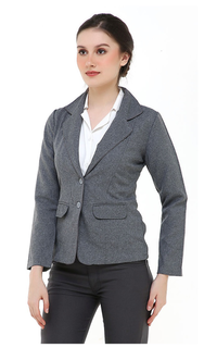 Blazer Qemsya Jas Blazer Wanita Korean Style Formal Longsleeve Suit Material Polyester ORIGINAL - Gray Abu-abu-540211