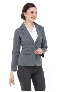 Blazer Qemsya Jas Blazer Wanita Korean Style Formal Longsleeve Suit Material Polyester ORIGINAL - Gray Abu-abu-540212