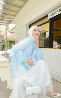 Blus OLLIE BLOUSE ONLY + BEADS BLUE SKY (PO 5-7HARI)
