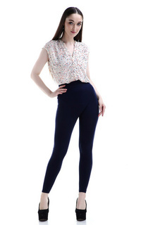 Pants Willow Celana Legging Wanita Design Simple Woman Motif Solid - Navy Navy-540368