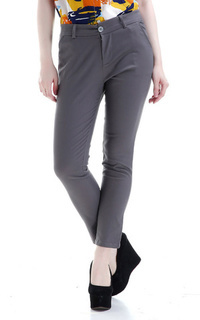 Pants Tinsley Celana Chino Bawahan Wanita Kasual Motif Solid Long Pants Woman - Grey