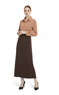 Rok Plain Maxi Skirt Rok Polos Span Panjang Bawahan Wanita Premium Quality - Brown Brown-540835