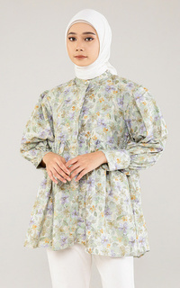 Kemeja Bloom Ruffle Shirt Green