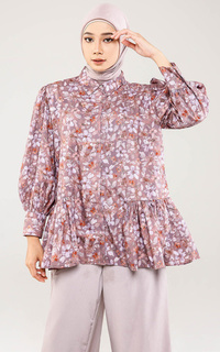 Blouse Bloom Puff Sleeve Taupe