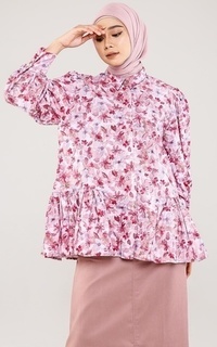 Blouse Bloom Puff Sleeve Fushia