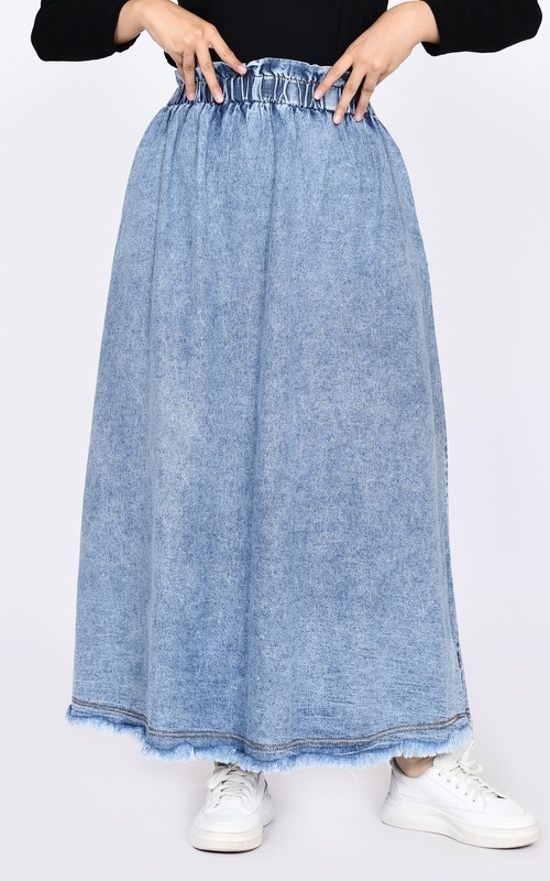 Rok - Long Skirt Denim Edgy - Snow Blue