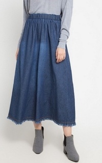 Rok Long Skirt Denim Edgy Dark Blue