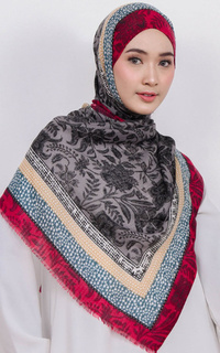Pashmina Diora Cotton Viscose Pashmina Hijab Black & Red