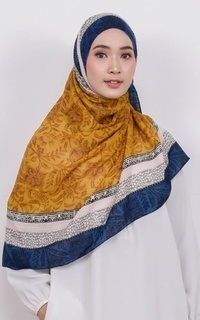 Pashmina Diora Cotton Viscose Pashmina Hijab Mustard & Navy