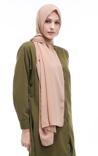 Pashmina Sakilah Hijab Pashmina Ceruty Baby Doll Wanita Polos Relaxed Fit - Cream Cream-543737