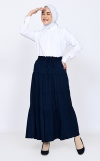 Rok Long Skirt Tiered Alba Navy