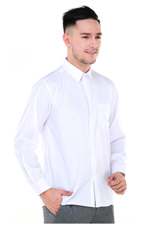 Shirt Dwan Atasan Kemeja Lengan Panjang Pria Formal Shirt Material Cotton Double Twist ORIGINAL - White