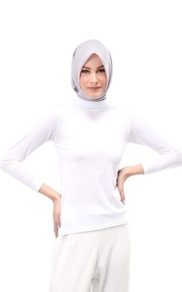 Inner Shirt Sabrina Manset Kaos Muslimah Atasan Wanita Long Sleeve Polos Relaxed Fit - Putih