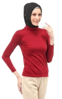 Inner Shirt Sabrina Manset Kaos Muslimah Atasan Wanita Long Sleeve Polos Relaxed Fit - Maroon Maroon-546635
