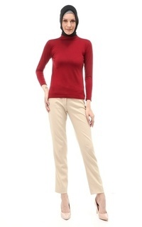 Inner Shirt Sabrina Manset Kaos Muslimah Atasan Wanita Long Sleeve Polos Relaxed Fit - Maroon Maroon-546638
