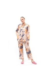 Blus One Set Pakaian Wanita Lengan Panjang Atasan Bawahan Wanita Relaxed Fit - Cream Blue Cream-549306