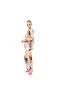Blus One Set Pakaian Wanita Lengan Panjang Atasan Bawahan Wanita Relaxed Fit - Cream Blue Cream-549309