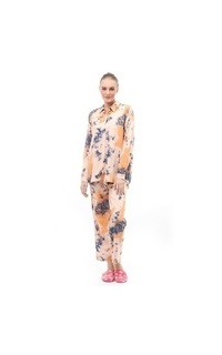 Blus One Set Pakaian Wanita Lengan Panjang Atasan Bawahan Wanita Relaxed Fit - Cream Blue Cream-549310