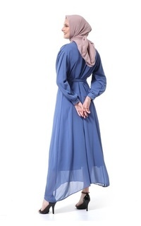 Long Dress Alika Gamis Dress Long Sleeve Wanita Muslimah High Quality Premium - Blue Blue-550186