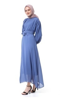 Long Dress Alika Gamis Dress Long Sleeve Wanita Muslimah High Quality Premium - Blue Blue-550187