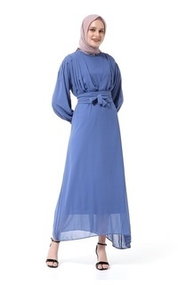 Long Dress Alika Gamis Dress Long Sleeve Wanita Muslimah High Quality Premium - Blue Blue-550190