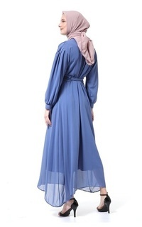 Long Dress Alika Gamis Dress Long Sleeve Wanita Muslimah High Quality Premium - Blue Blue-550191