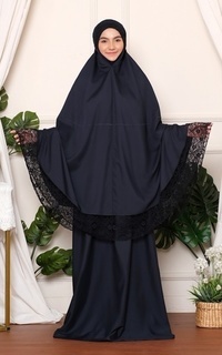 Praying Set Broderie Izzah Navy Blue 