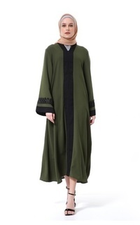 Long Dress Henzie Turki Muslimah Gamis Women Two Color High Quality Premium - Olive