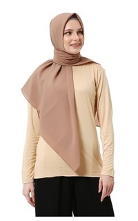 Plain Scarf Afshin Jilbab Wanita Segiempat Motif Polos Premium Muslimah - Khaki