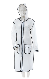 Coat Pemp Jas Hujan Portable Raincoat Transparent Poncho with Hood Material EVA ORIGINAL - Black