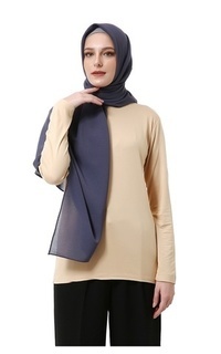 Plain Scarf Afshin Jilbab Wanita Segiempat Motif Polos Premium Muslimah - Steelgrey