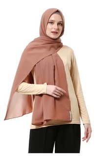 Pashmina Marit Pashmina Syari Polos Muslimah Wanita Premium High Quality - Khaky Khaky-555232